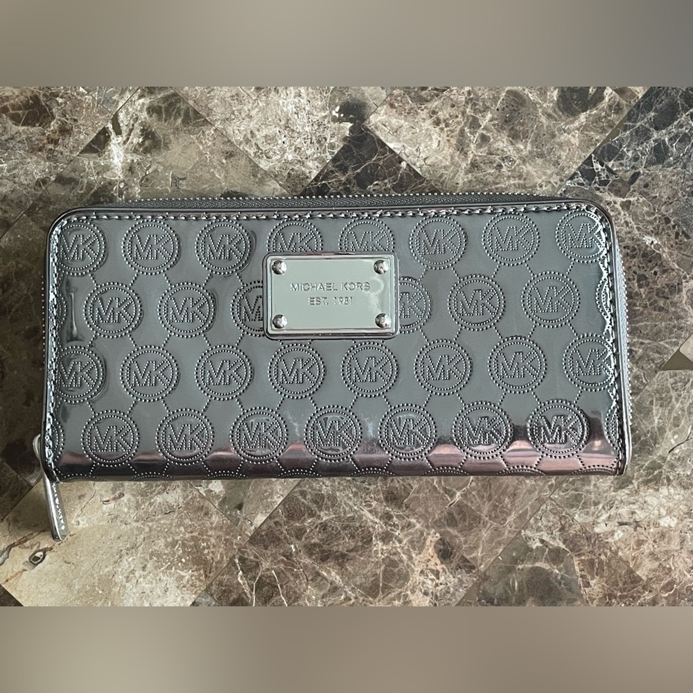 Michael Kors Metallic Gray Embossed Wallet